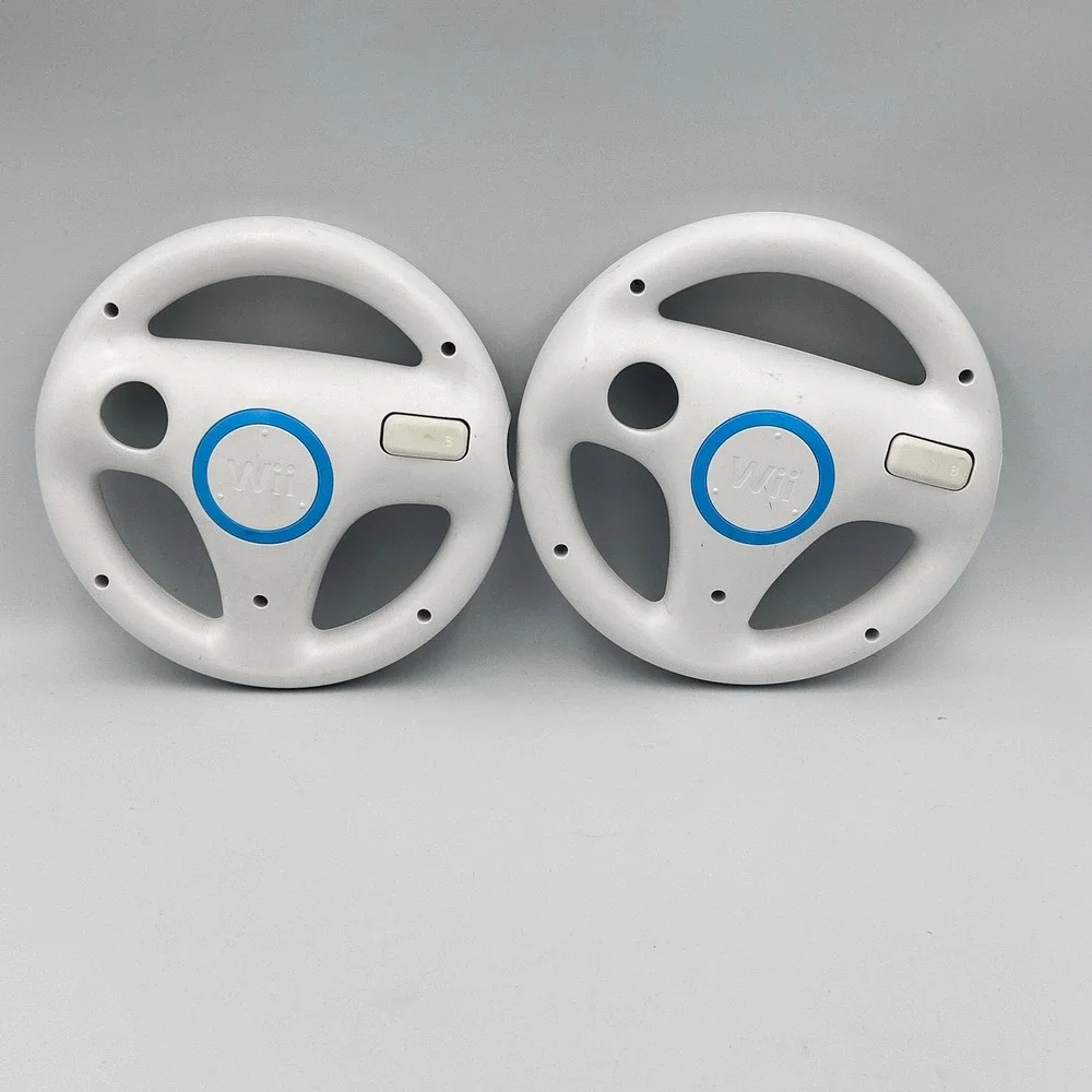 Nintendo Wii Wheel Set of 2 White RVL-024 Mario Kart Racing Official OEM